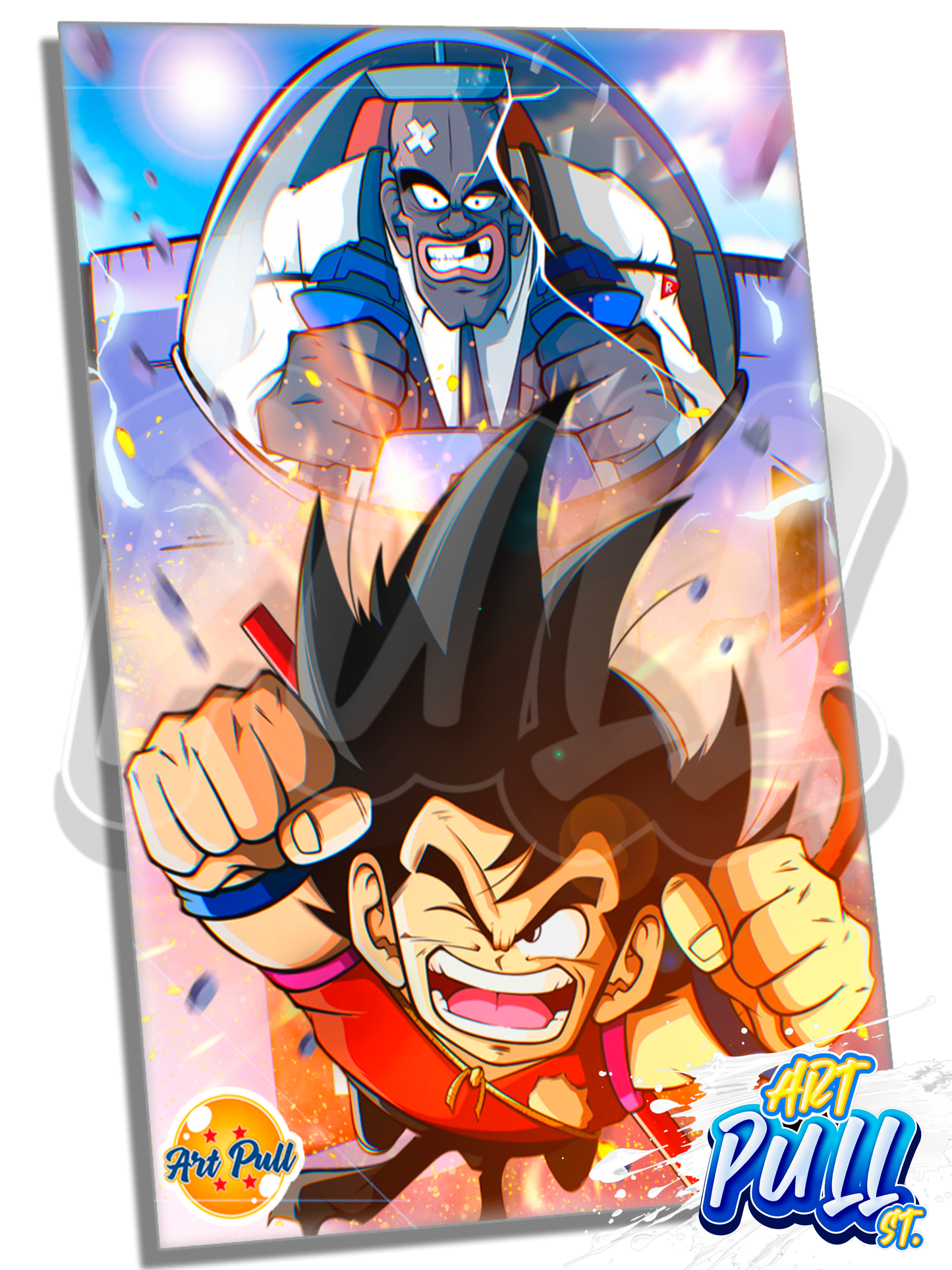 LÁMINA METÁLICA DRAGON BALL BLACK OUT GOKU VS. RED RIBBON