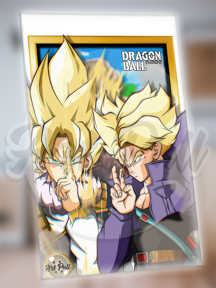 ACRÍLICO DRAGON BALL Z I,M LIKE YOU FUTURE TRUNKS VS. GOKU