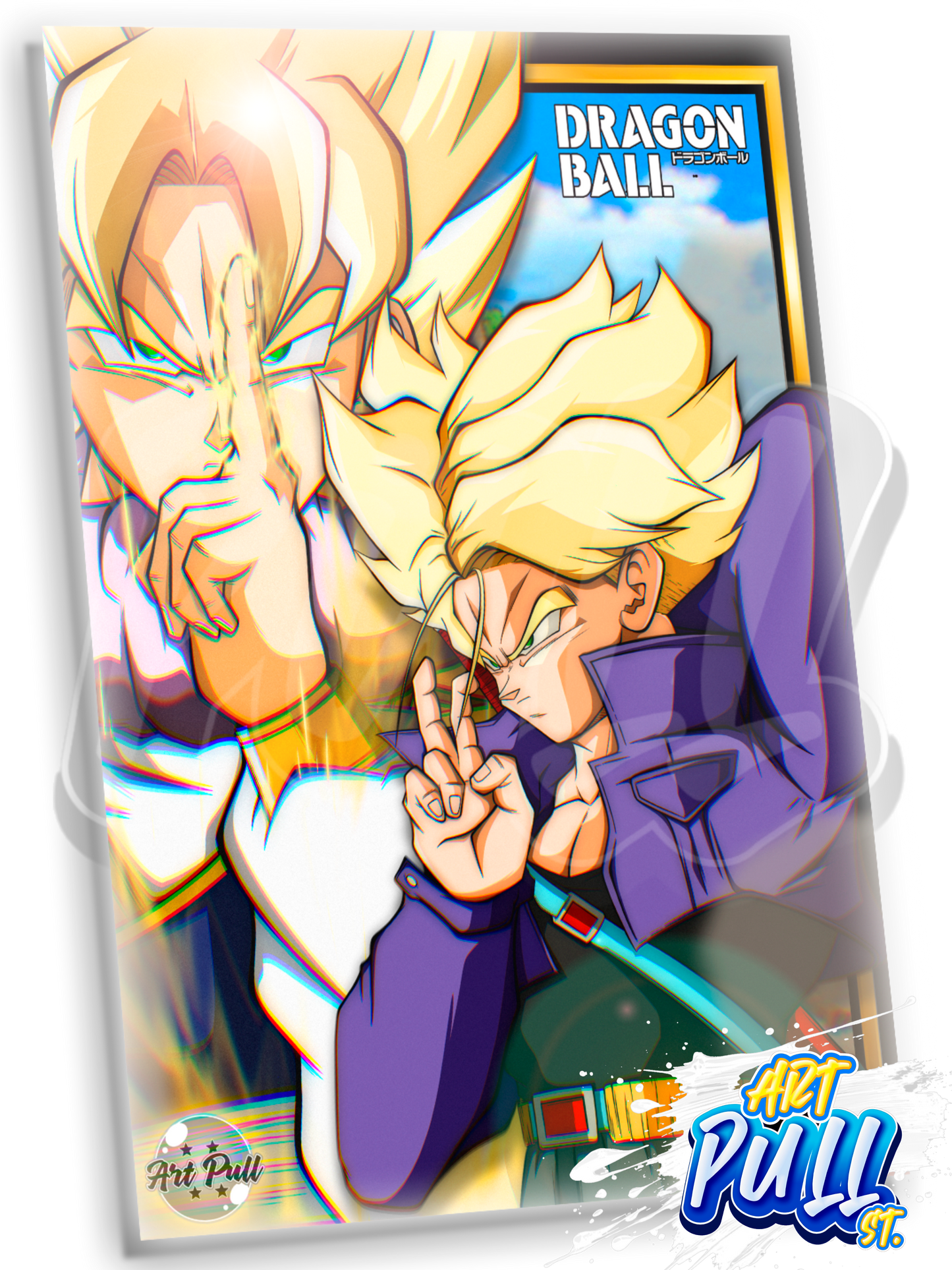 LÁMINA METÁLICA DRAGON BALL Z I,M LIKE YOU TRUNKS VS. GOKU