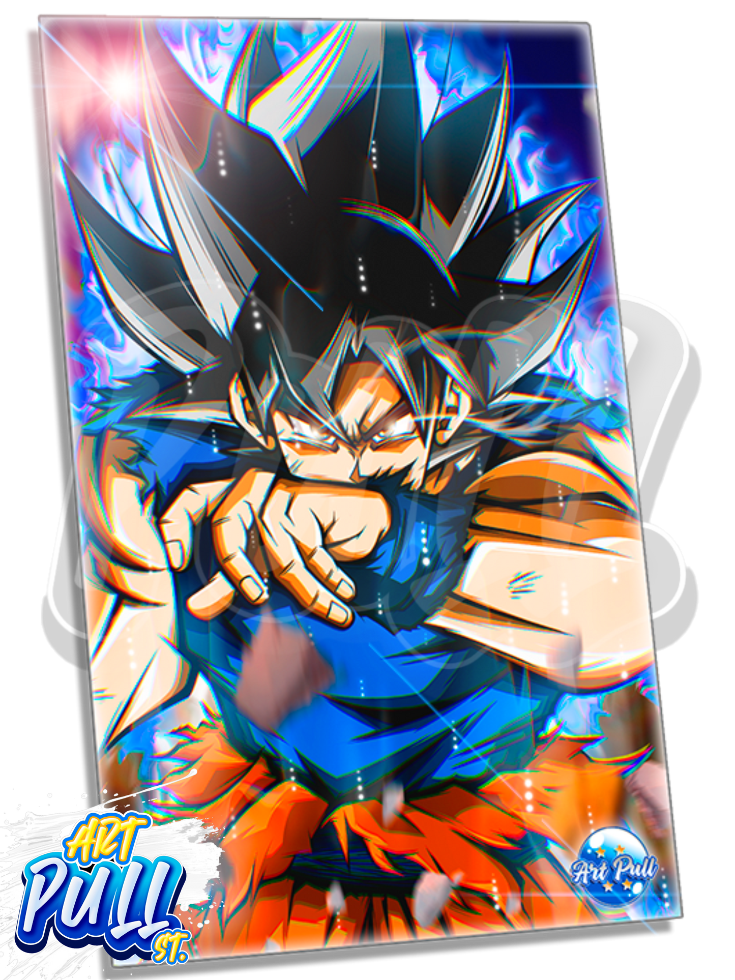 LÁMINA METÁLICA DRAGON BALL SUPER IMPERFECT GOD GOKU UI