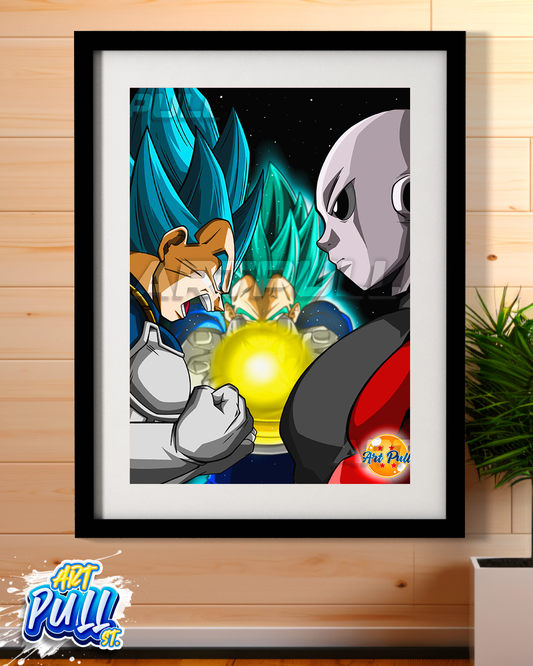 LÁMINA DRAGON BALL SUPER FINAL FLASH VEGETA VS. JIREN