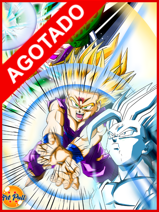 LÁMINA DRAGON BALL Z GOHAN SSJ2 VS. CELL