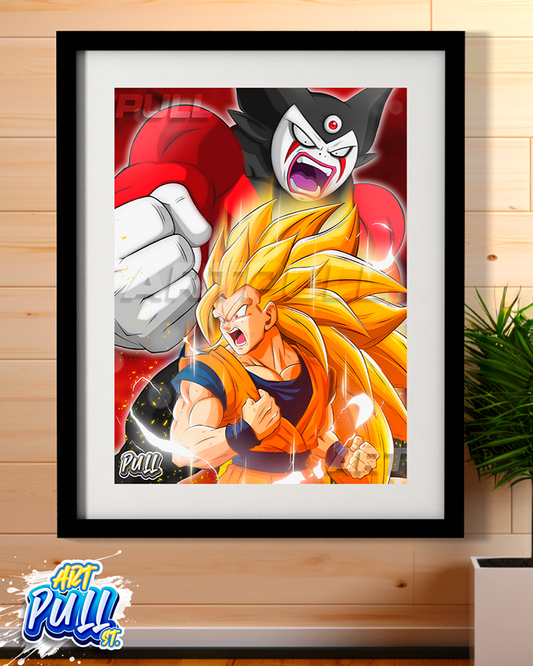 LÁMINA DRAGON BALL DAIMA KING DOWN GOKU SSJ3 VS. GOMAH