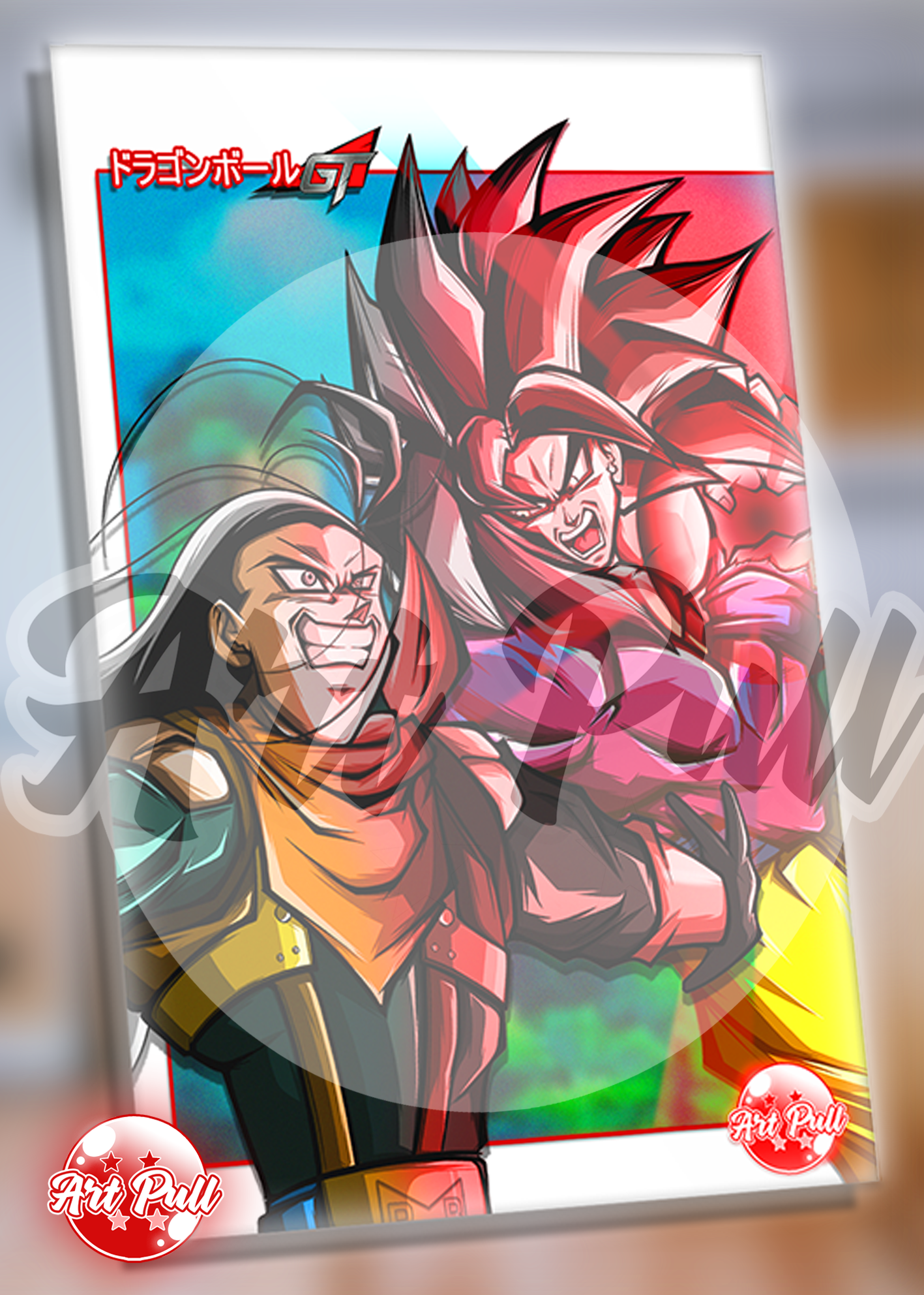 ACRÍLICO SHINING RED GOKU SSJ4 VS. SUPER C17 DRAGON BALL GT