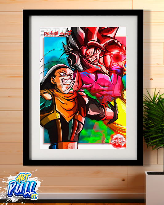 LÁMINA "SHINING RED" GOKU SSJ4 VS SUPER C17 DRAGON BALL GT