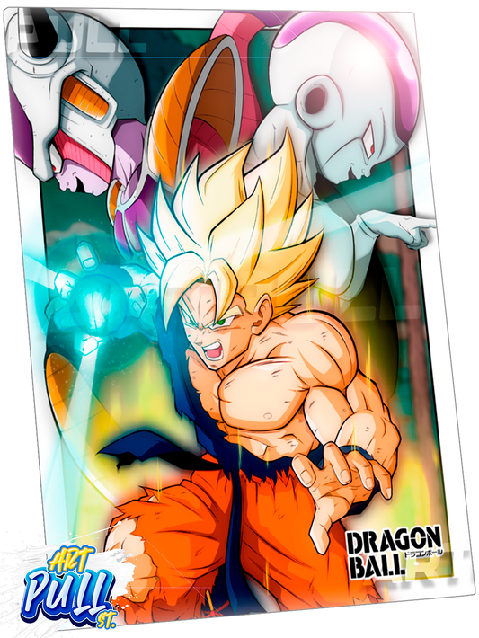 LÁMINA METÁLICA DRAGON BALL Z FACE OF EVIL GOKU VS. FREEZER