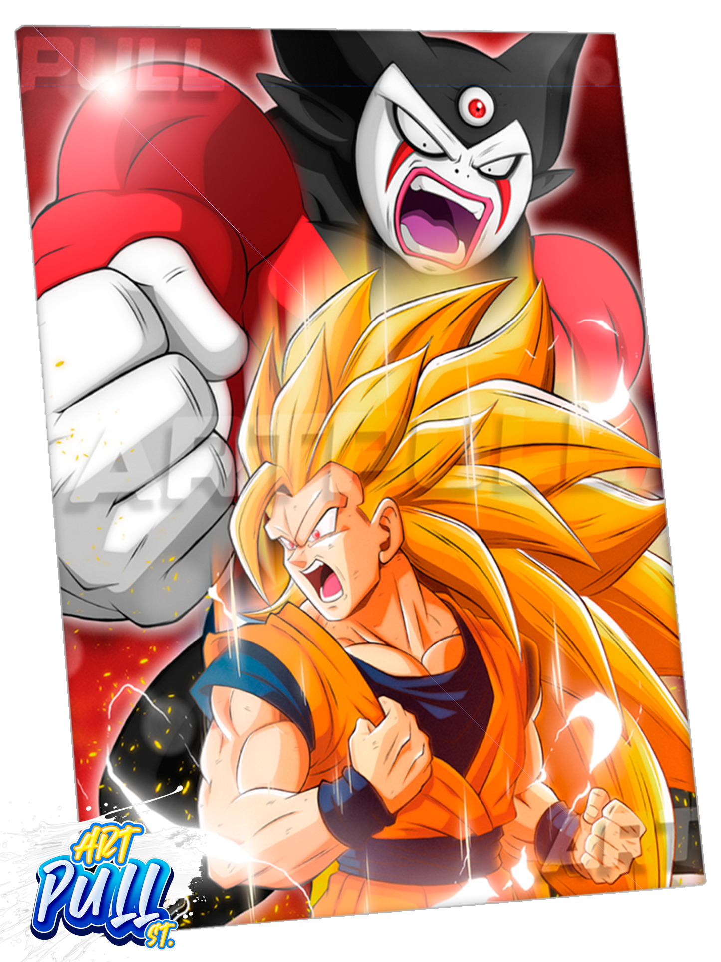 LÁMINA METÁLICA DRAGON BALL DAIMA GOKU SSJ3 VS. GOMAH