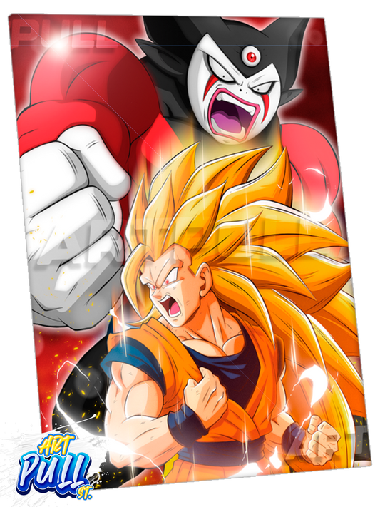 LÁMINA METÁLICA DRAGON BALL DAIMA GOKU SSJ3 VS. GOMAH