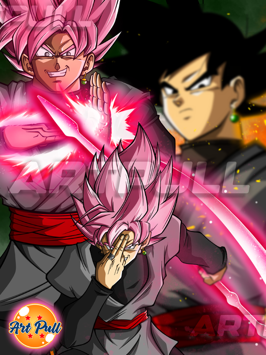 LÁMINA DRAGON BALL SUPER BLACK GOKU SSJ ROSE