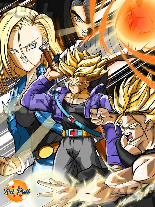 LÁMINA DRAGON BALL Z FIGHT FOR THE FUTURE TRUNKS VS. ANDROIDES