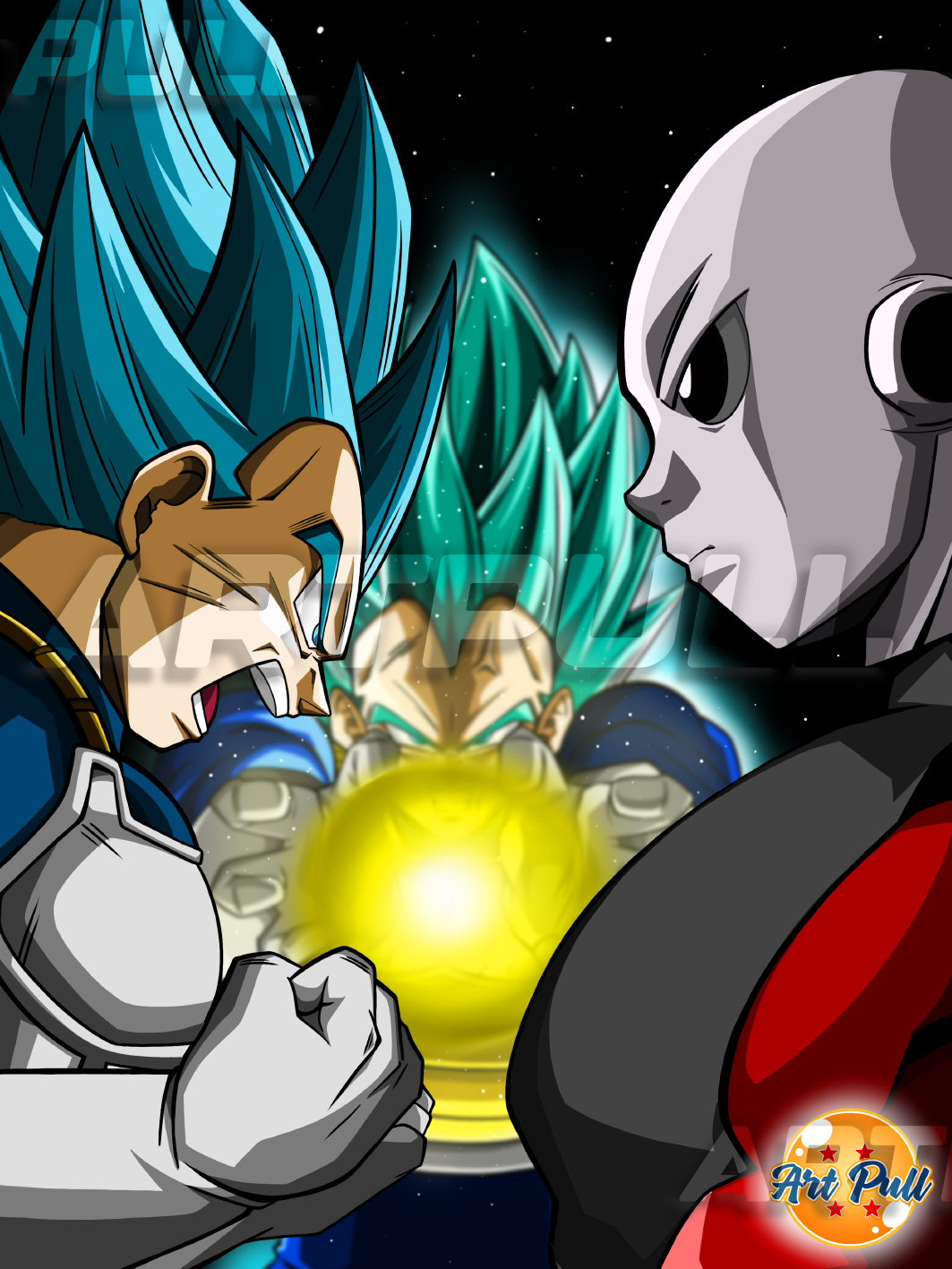 LÁMINA DRAGON BALL SUPER FINAL FLASH VEGETA VS. JIREN