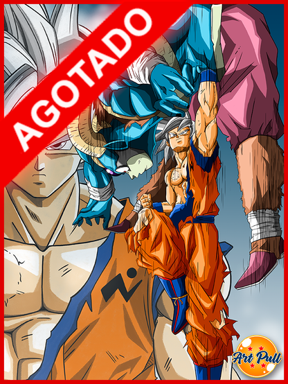 LÁMINA DRAGON BALL SUPER GOKU UI VS. MORO