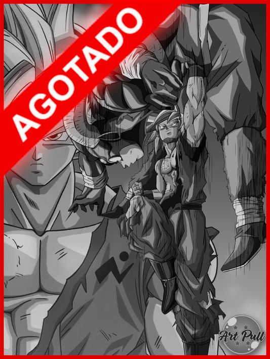 LÁMINA DRAGON BALL SUPER GOKU UI VS. MORO
