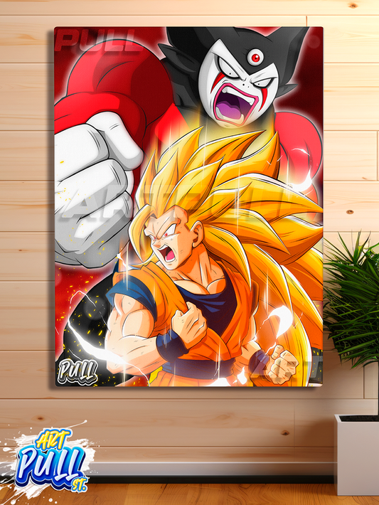 LIENZO DRAGON BALL DAIMA KING DOWN GOKU SSJ3 VS GOMAH
