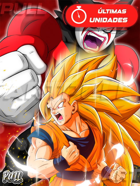 LÁMINA DRAGON BALL DAIMA KING DOWN GOKU SSJ3 VS. GOMAH